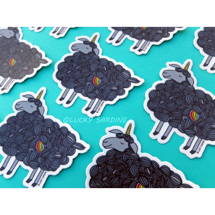 Lucky Sardine - Wholesale Sticker - Black Sheep Unicorn, Magical Rainbow Self Love Vinyl Sticker