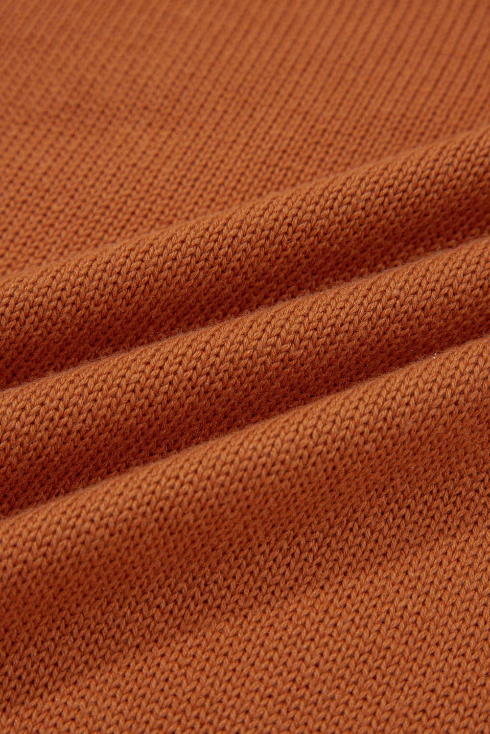 Marron Pull uni orange à épaules tombantes avec bordure côtelée (S-XL) en vente sur Faire7