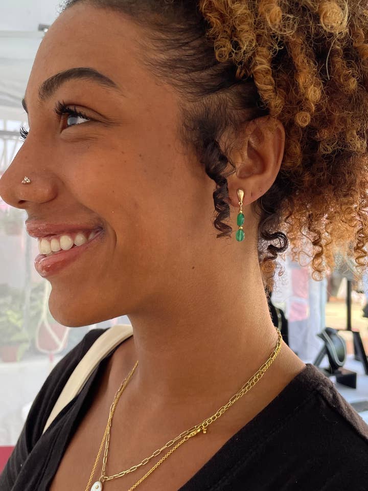 Charlotte green onyx earrings for wholesale by Valiente New York