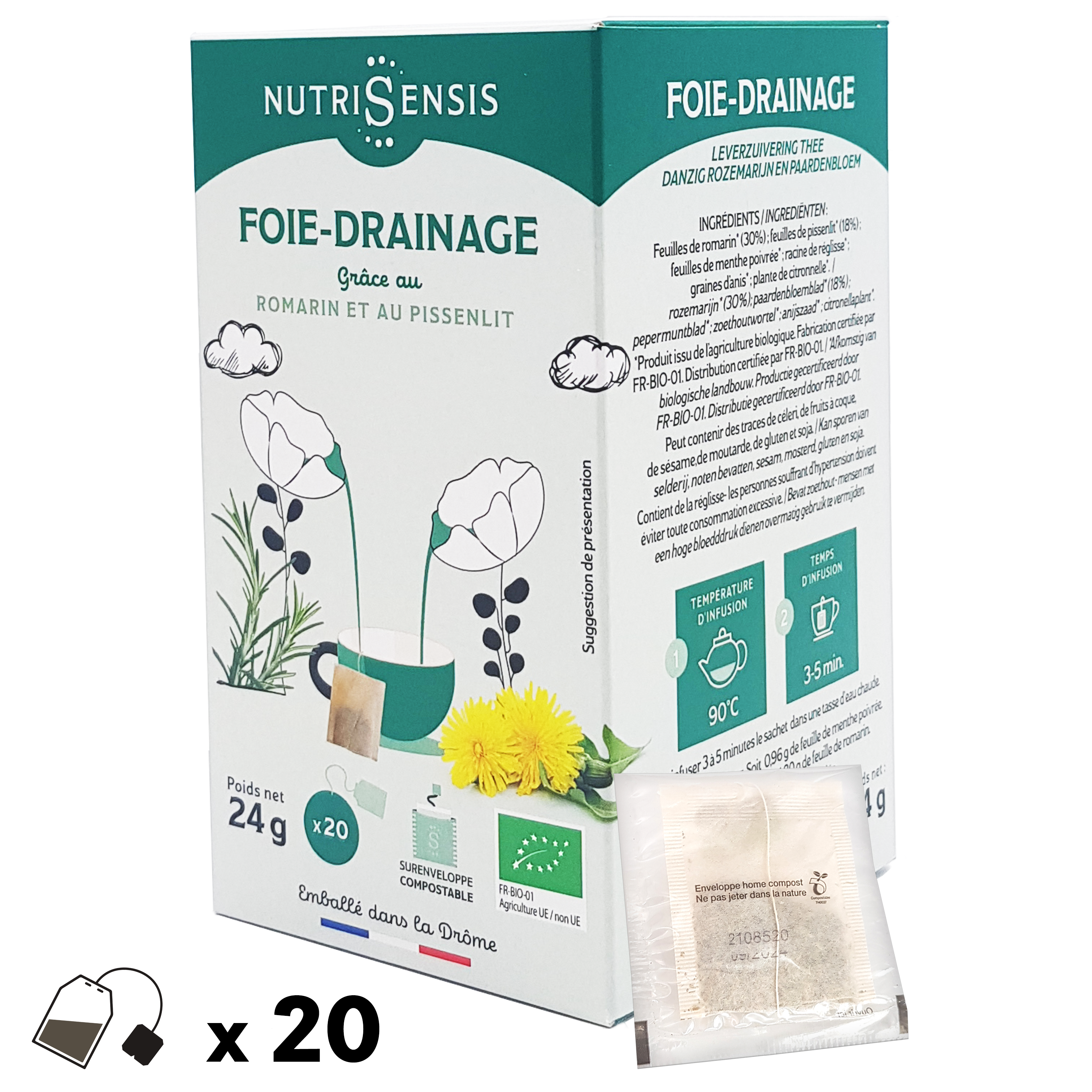 Nutrisensis - Wholesale Health/Detox Tea - NUTRISENSIS - Organic liver drainage infusion - 20 bags1