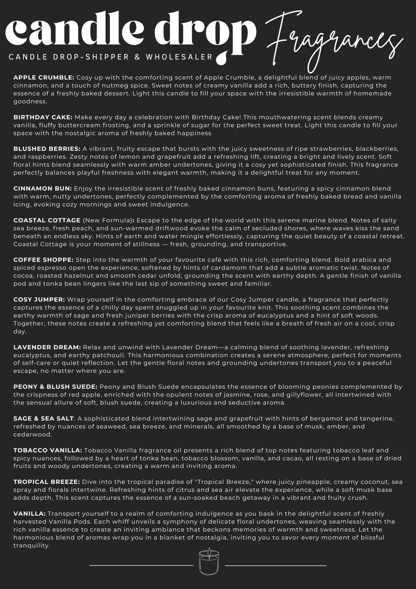 Candle Drop – wholesale Jar/filled candle – Label Style 8 | Wholesale White Label Candle | Clear Jar5