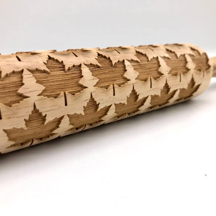 Maple Leaves Embossed Rolling Pin-Baking And Pottery for wholesale by Sweet Rolling Pins