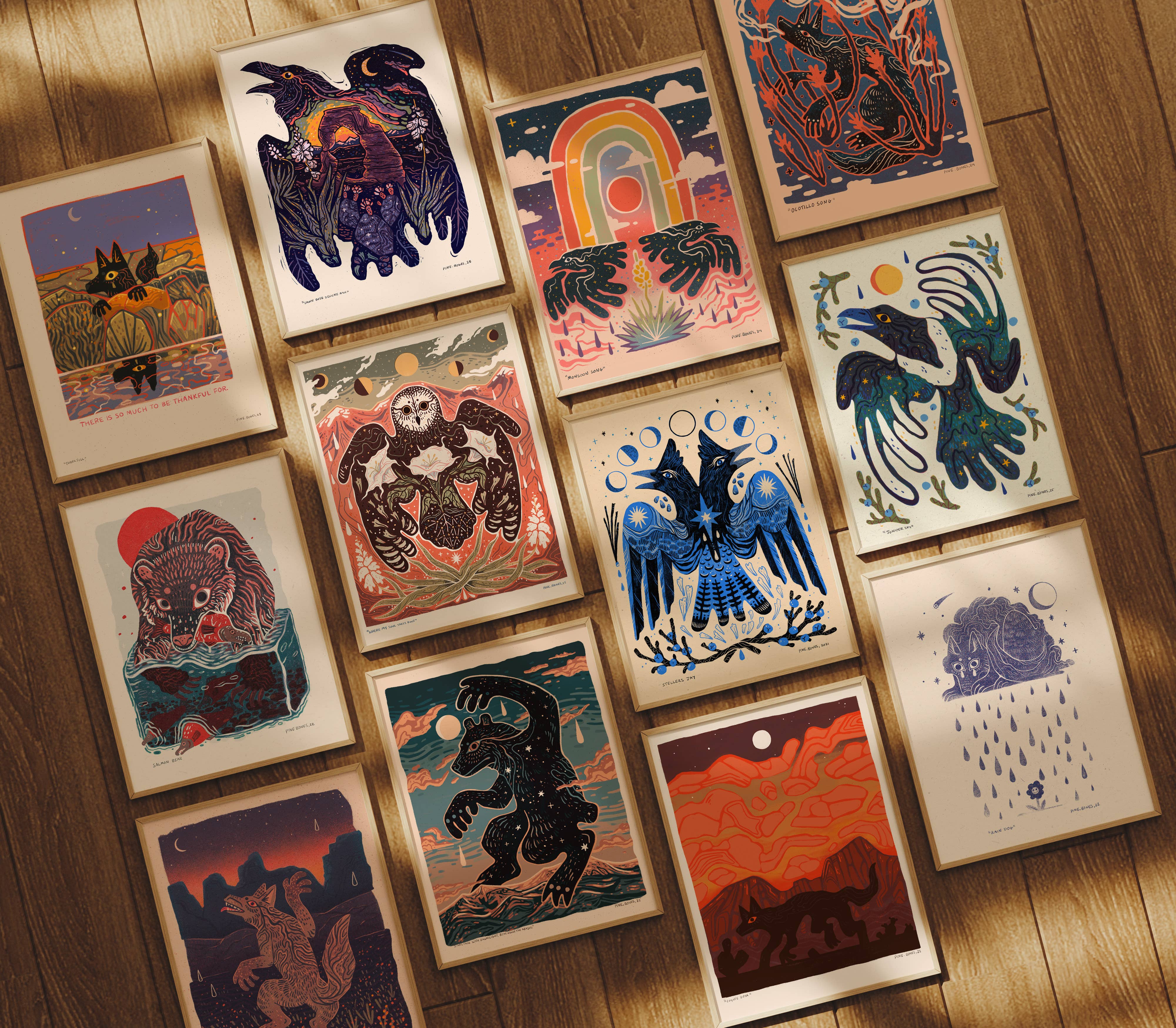 Pine Bones - Wholesale Art Print - Coyote Rising - 8x8 Nature Wilderness Art Print 3