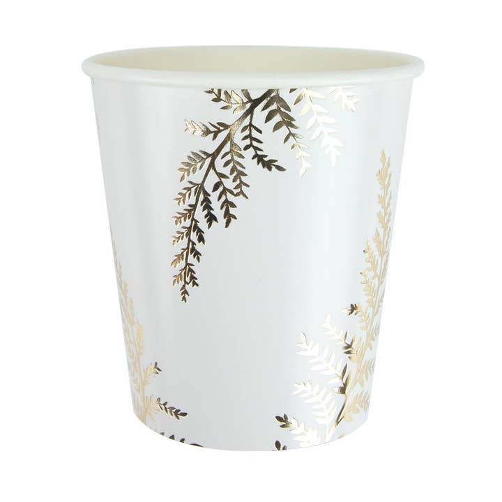 Tim&Puce Factory - Wholesale Disposable Cup - SCALLOPED CUPS 200ML FERN WHITE X 80
