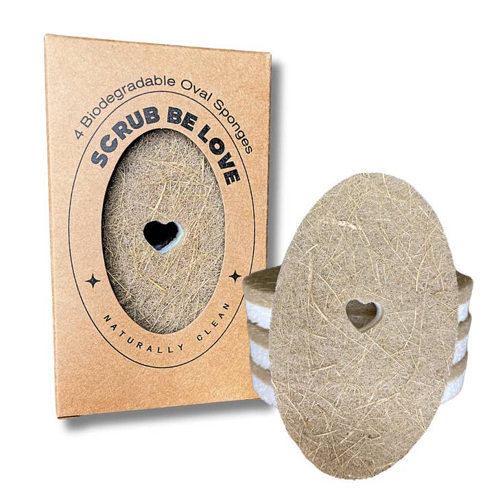 Scrub Be Love Sponges- Oval Heart Cut-Out Kitchen Sponge- Pack of 4 for wholesale by Scrub Be Love