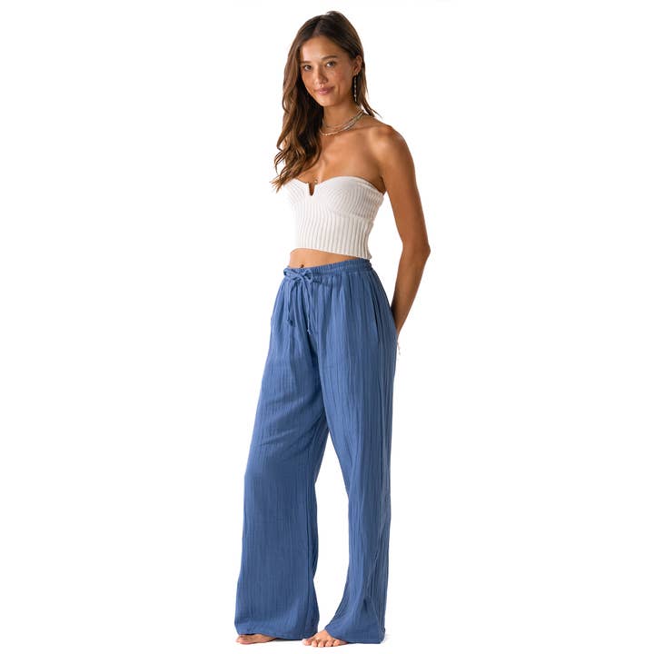 Lotus and Luna - Wholesale Pants - Women's - Ocean Blue Cabana Pants