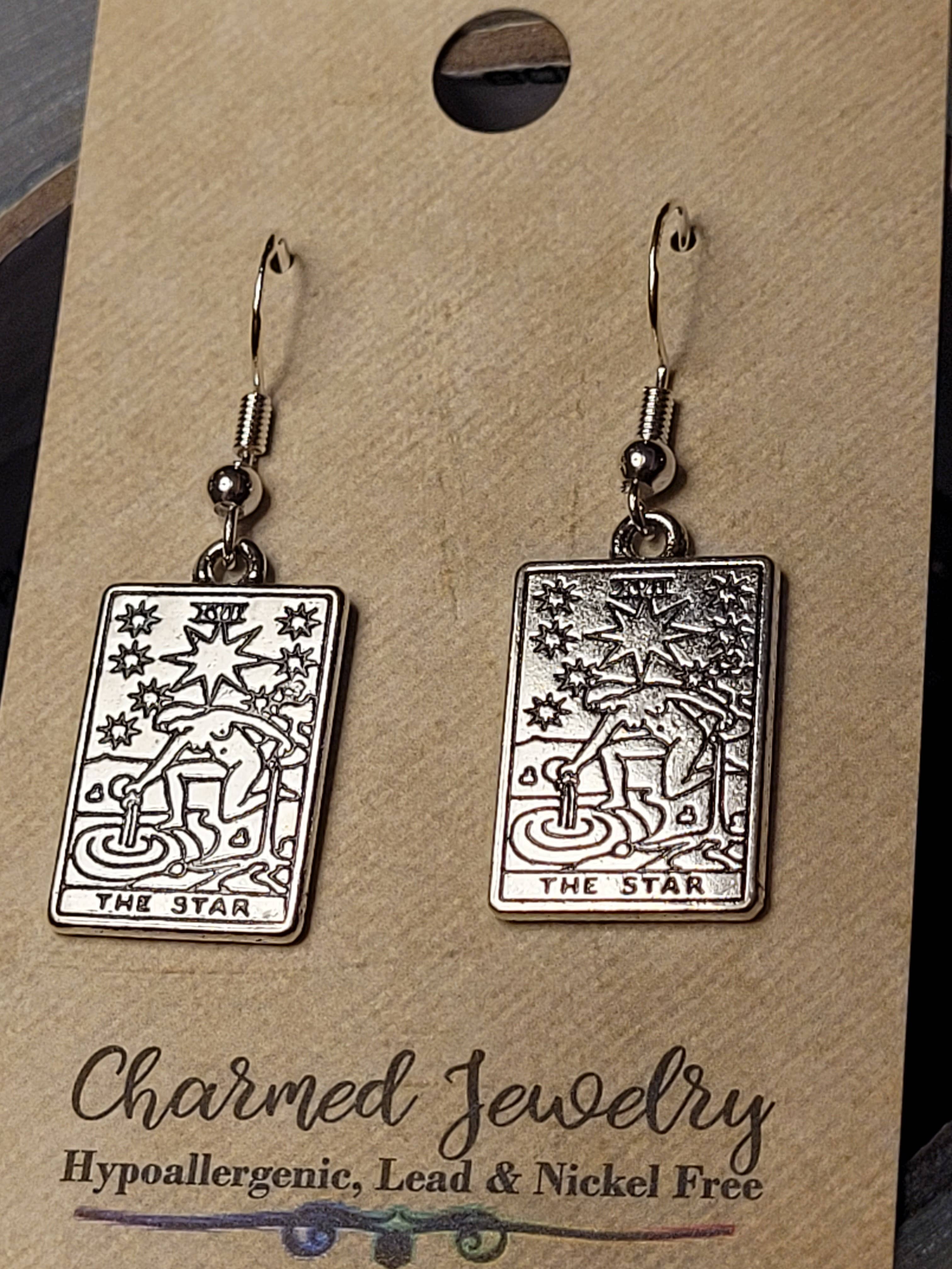 Con-Quest Crafts - Wholesale Dangle Earrings - Silver Tarot cards Earrings - Various card designs.1