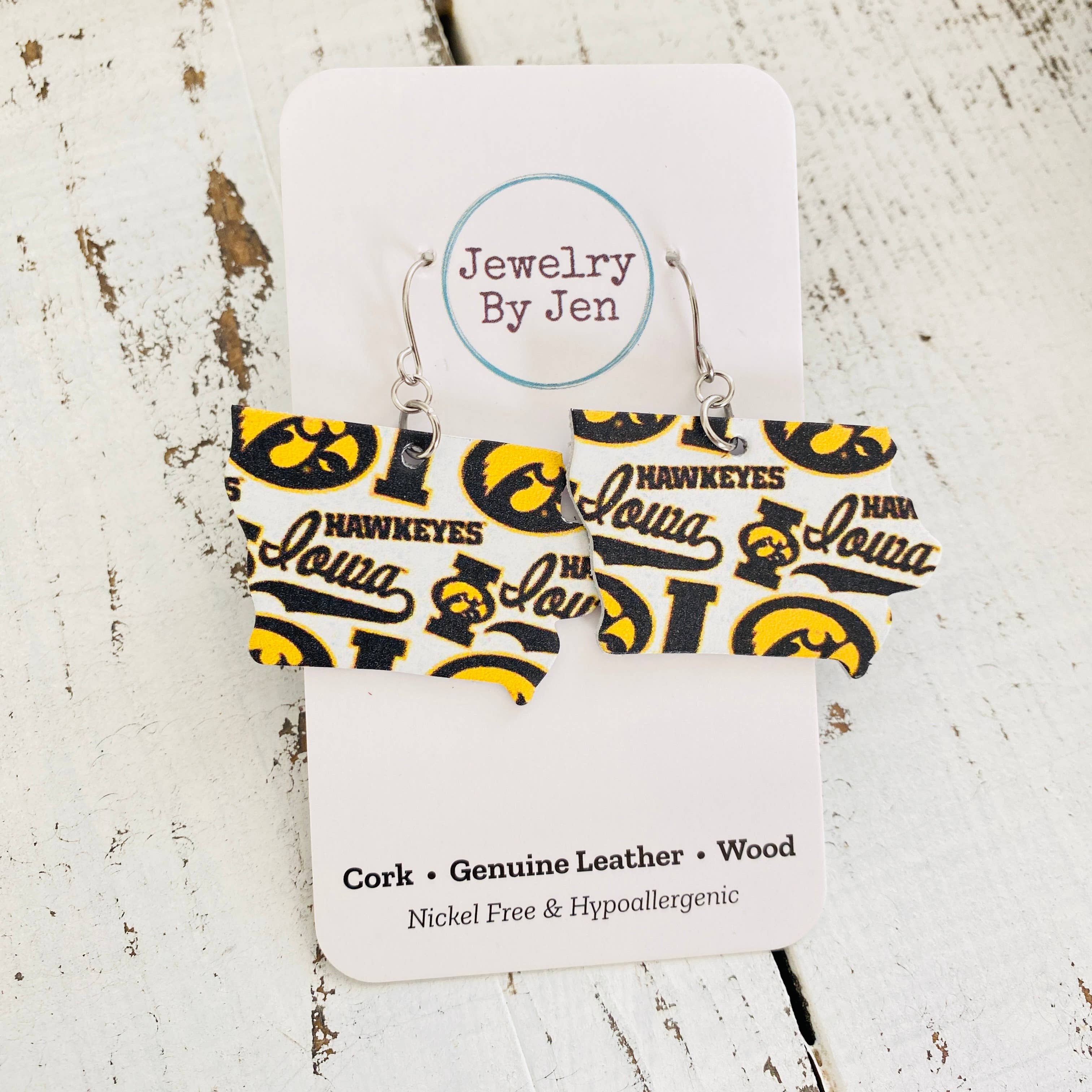 Jewelry By Jen - Wholesale Dangle Earrings - Iowa Hawkeyes Collage State Earrings1
