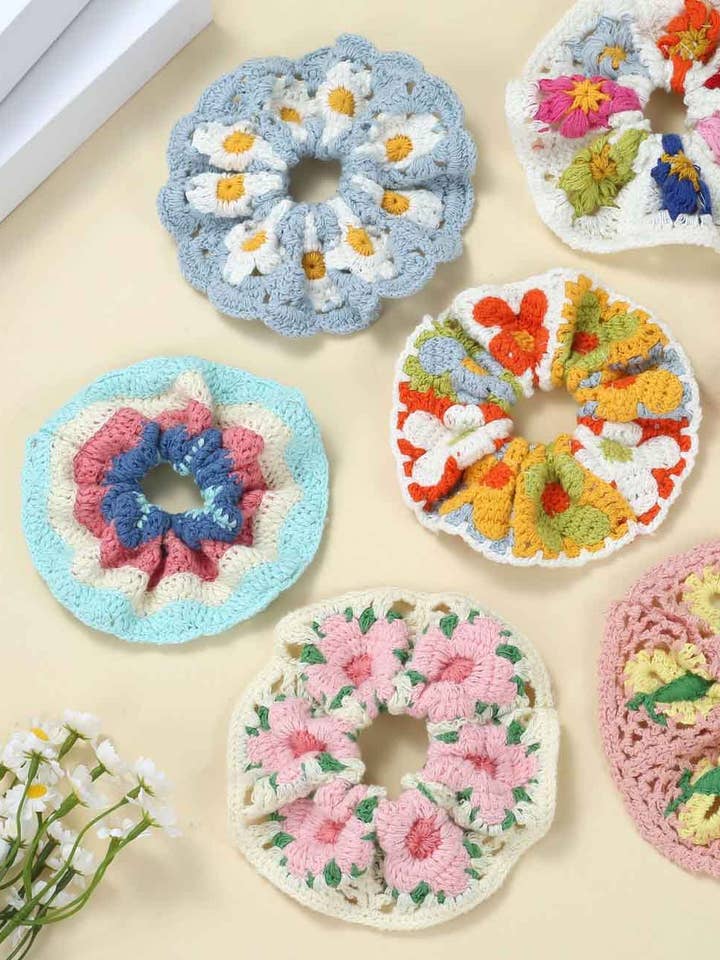 Söta Färgglada Blomma Handgjorda Virkade Hårsnoddar DP25F950 för wholesale av Dipped Shop