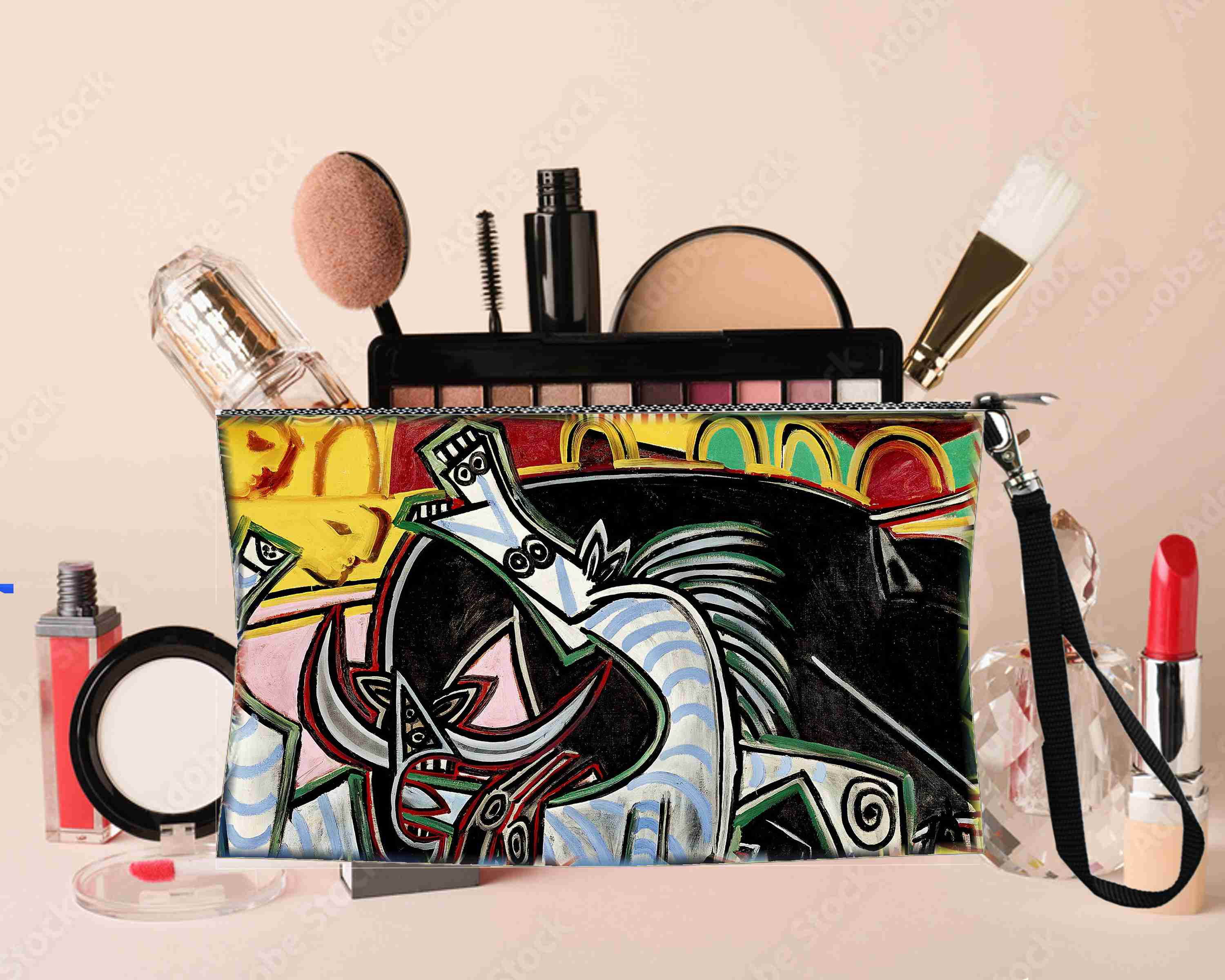 BMS BIZ - Wholesale Makeup/Cosmetic Bag - Picasso Cosmetic makeup bag Pouch 100% all Linen0