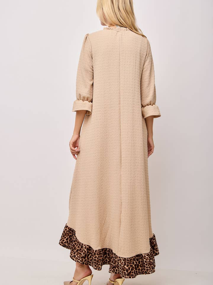 Celeste Clothing - Wholesale Dress - Women's - WOMEN'S PLUS SIZE MAXI DRESS -LEOPARD CONTRAST AND BOWS 19