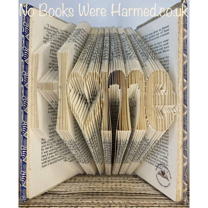 No Books Were Harmed.co.uk - Wholesale Sculpture - "Home" with hollow heart o -Hand Folded Book Art Sculpture2
