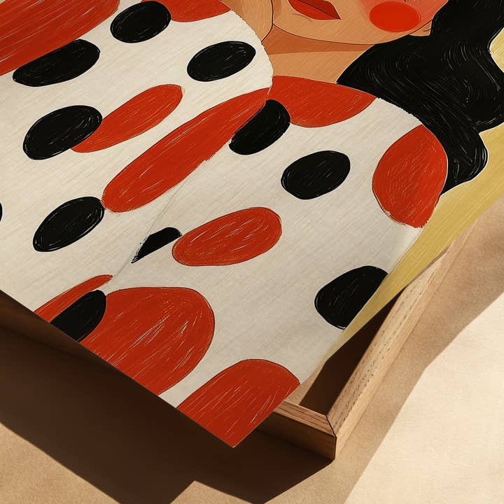 IuliiaArtPrints - Wholesale Art Print - Scandinavian Modern Print – Calm Woman in Graphic Dots Art1