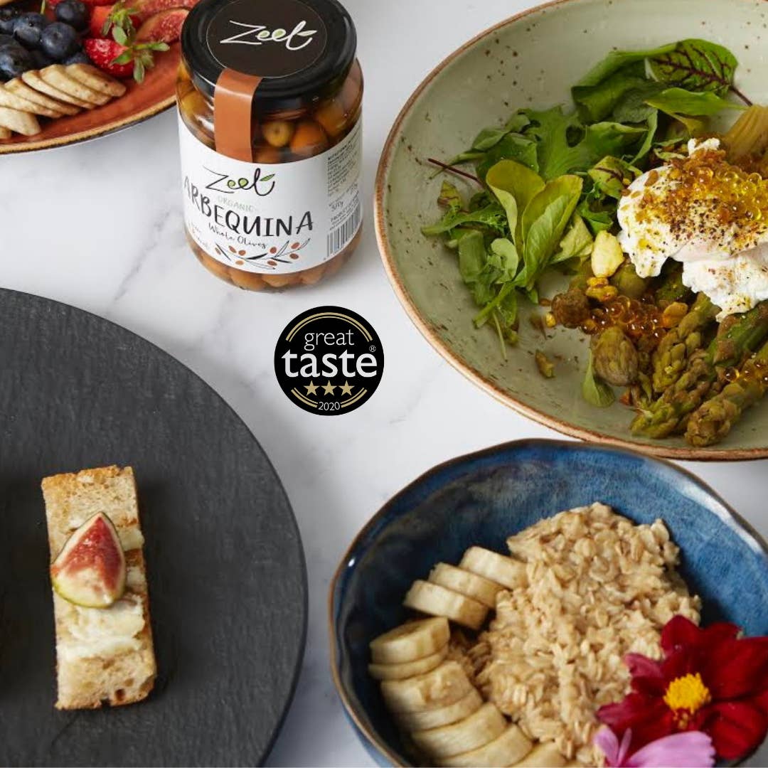 ZEET – wholesale Olives – GREAT TASTE WINNER ARBEQUINA ORGANIC OLIVES 210G1