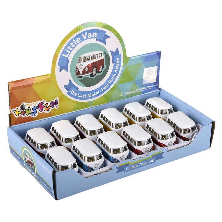 The Toy Network - Wholesale Toy Car/Truck - Kids - 2" Diecast Pull Back VW Mini Bus 12/Display7