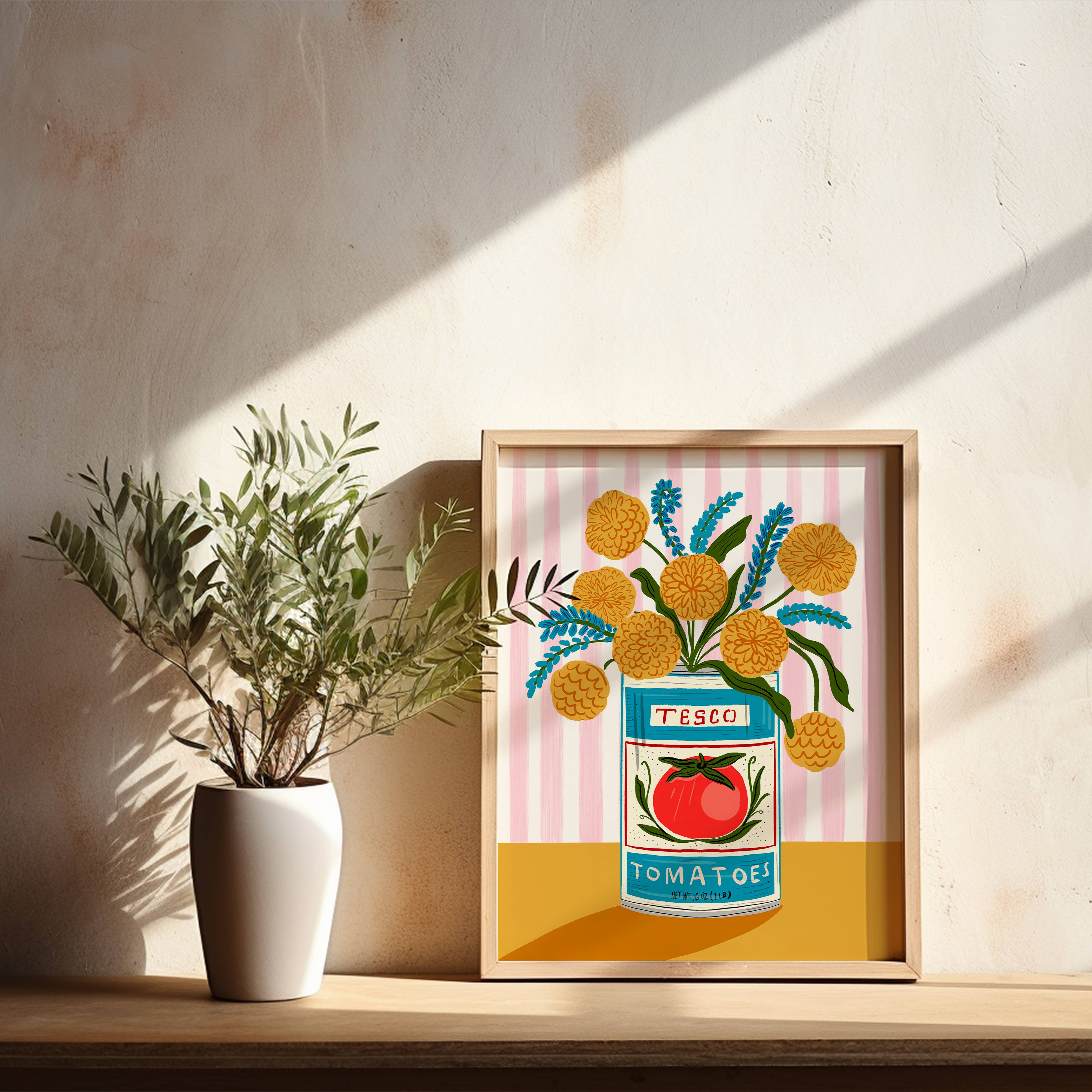 Tara Reed - Wholesale Art Print - "Floral Tomato Can with Stripes" - 8" x 10" Giclée Art Print1