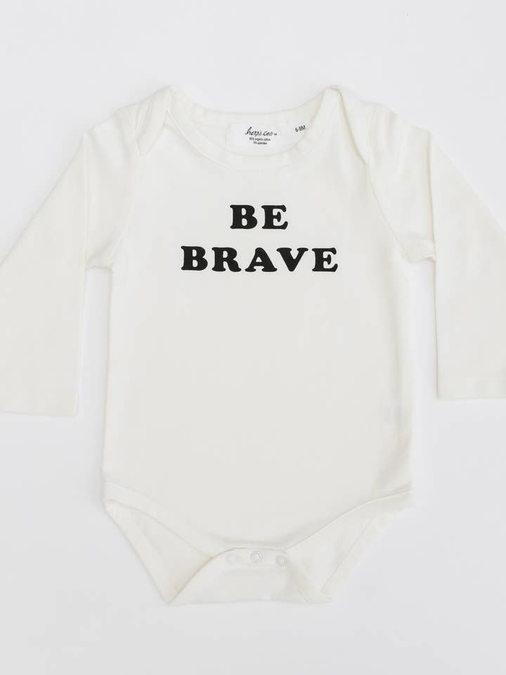 Organic Baby Onesie, Be Brave for wholesale by Harp's Cove