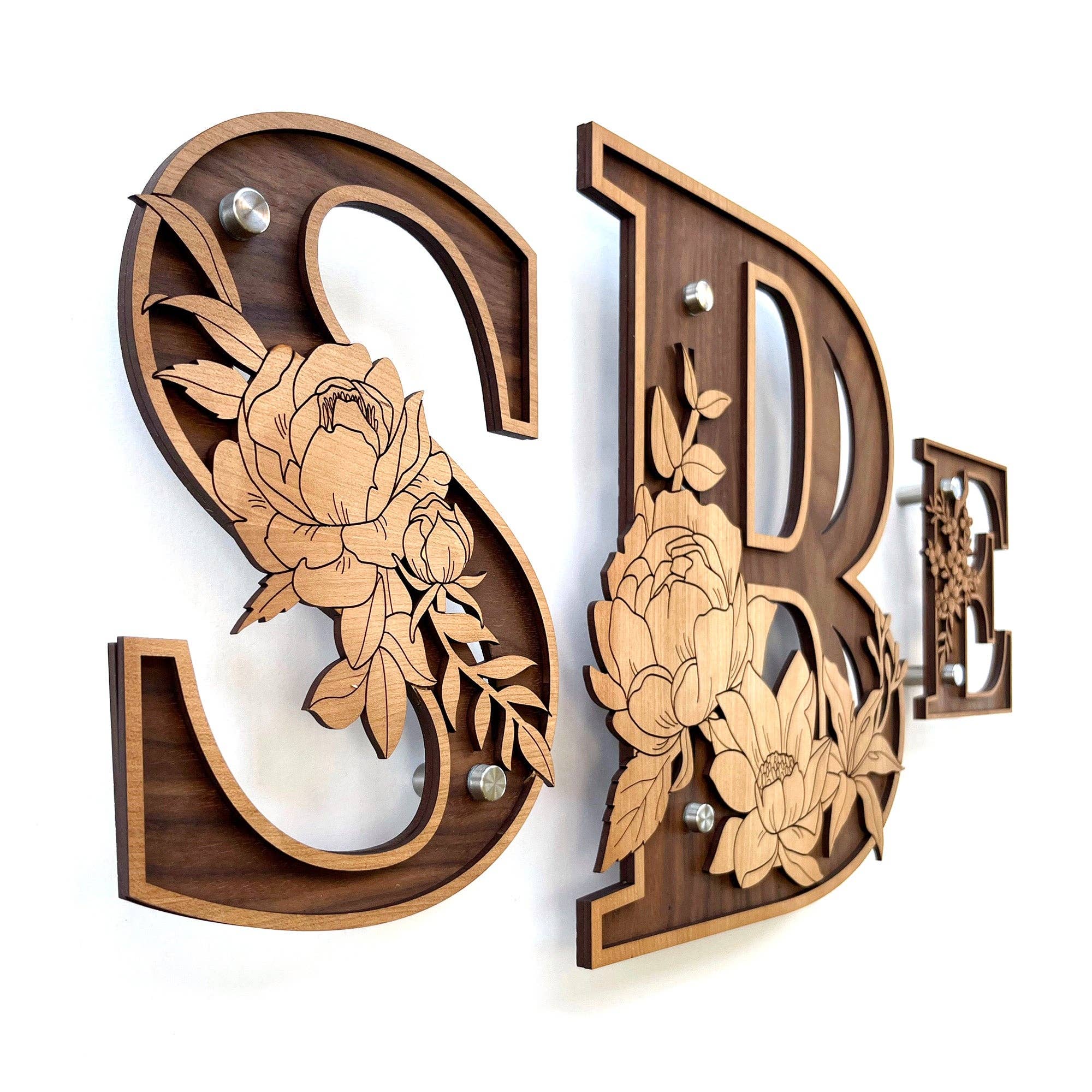 Inspired Indigo - Wholesale Wall Accent - Wood Letters and Numbers Wall Art - Floral Design3