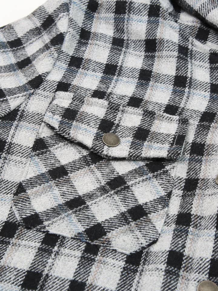 Black Evelyn Sherpa Lined Hooded Shacket for wholesale on Faire9