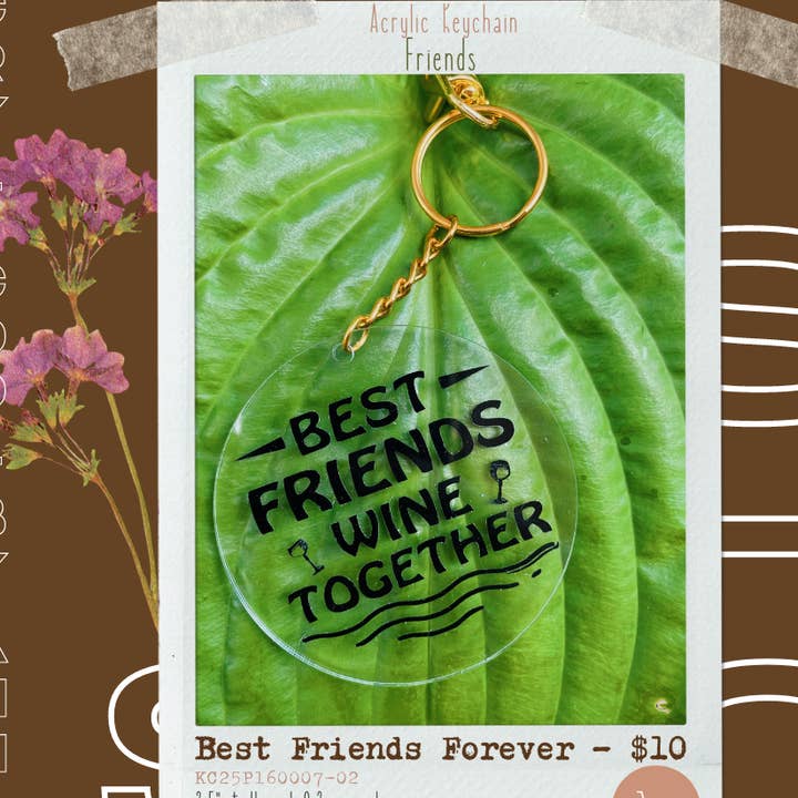 Llavero acrílico Best Friends Wine Together de 2.5 pulgadas para venta al por mayor de Acrylicool by Annie
