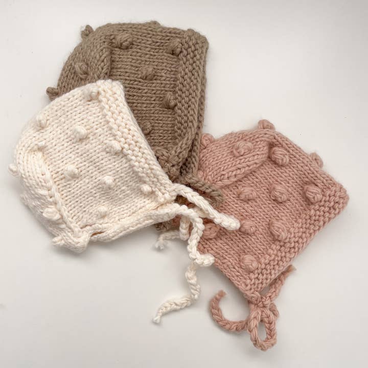 The Blueberry Hill - Wholesale Newborn/Knit Hat - Baby - Popcorn Bonnet, Flax | Baby Hat | Kids Clothing