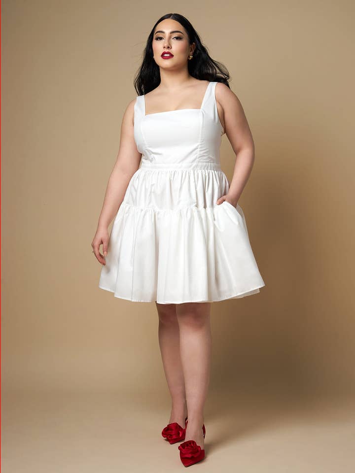 White Peony Corset Mini Skater Dress for wholesale on Faire