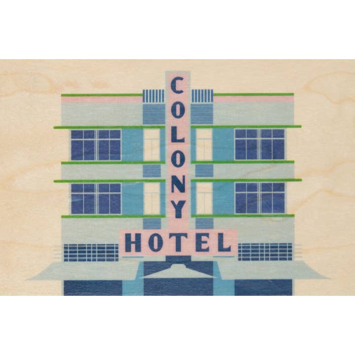 Wood Postcard Miami Colony for wholesale by Woodhi