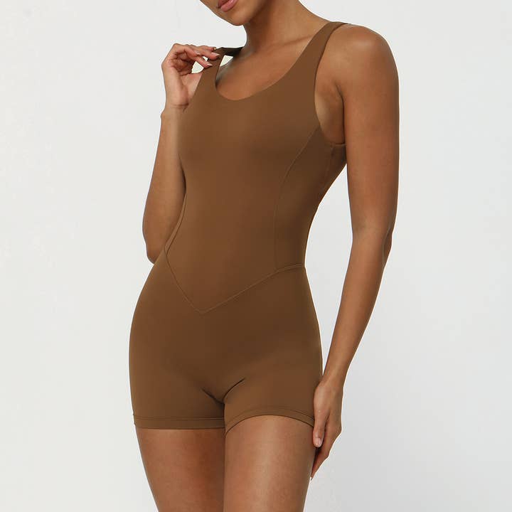 Crave by FW - Wholesale Jumpsuit - Women's - Hollow Back One Piece Workout Short Jumpsuit8