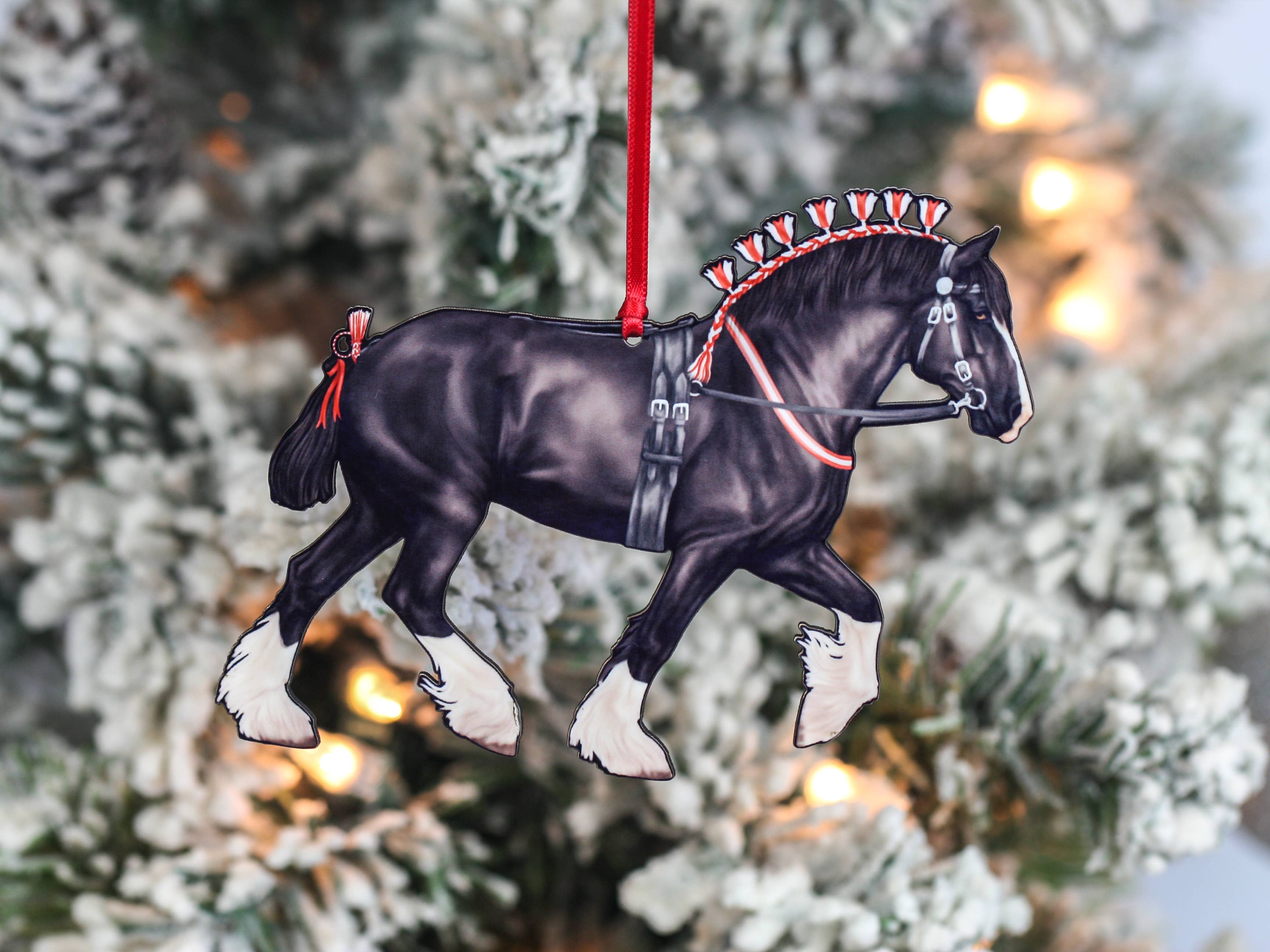 Classy Equine - Wholesale Ornament - Black Shire Draft Horse Christmas Ornaments Draft Horse Show3