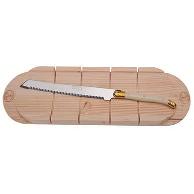 The French Farm - Wholesale Kitchen/Utility Knife - Jean Dubost Bread Knife with Ivory Handle and Baguette Board0