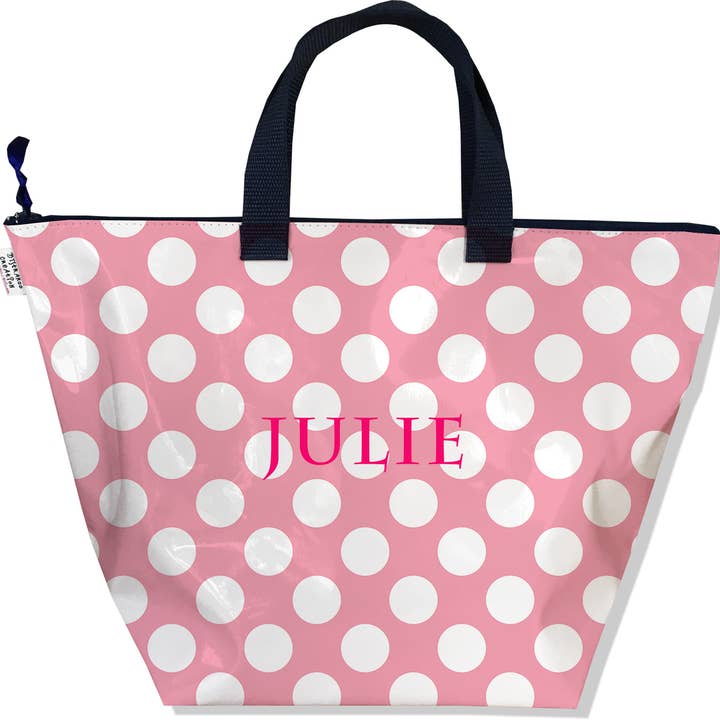 Borsa Personalizzata Con Cerniera A Pois Bianchi Rosa per la vendita all'ingrosso da parte di BISTRAKOO