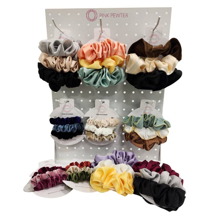 Scrunchie Heaven Retail Kit With Countertop Metal Peg Display With Hooks (30pcs) and other Purchase Wholesale scrunchie display. Free Returns & Net 60 Terms on Faire trending on Faire.