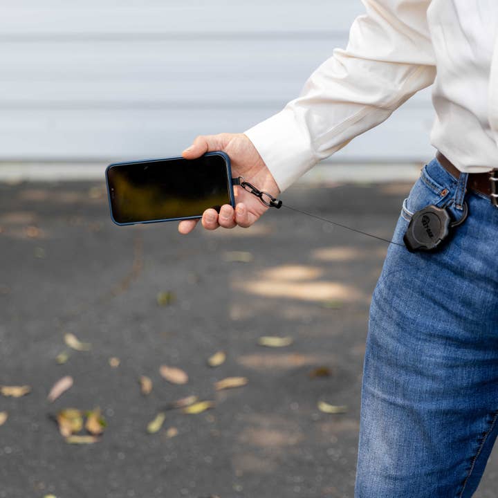 KEY-BAK Ratch-It Retractable Anti-Theft Phone Tether with Carabiner and Universal Smartphone Case Connection for wholesale by Key-Bak