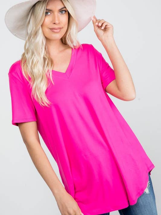 Butter Soft Solid Fabric Basic Top for wholesale by Rose Mellow Fashion