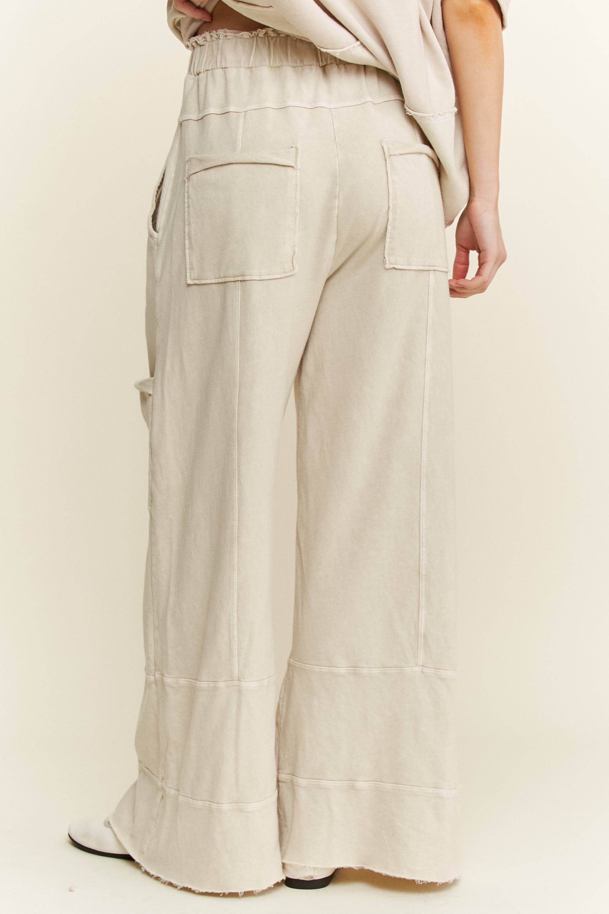 J.Her - Wholesale Pants - Women's - BEST Mineral Wash Wide leg Cropped pants HP55246