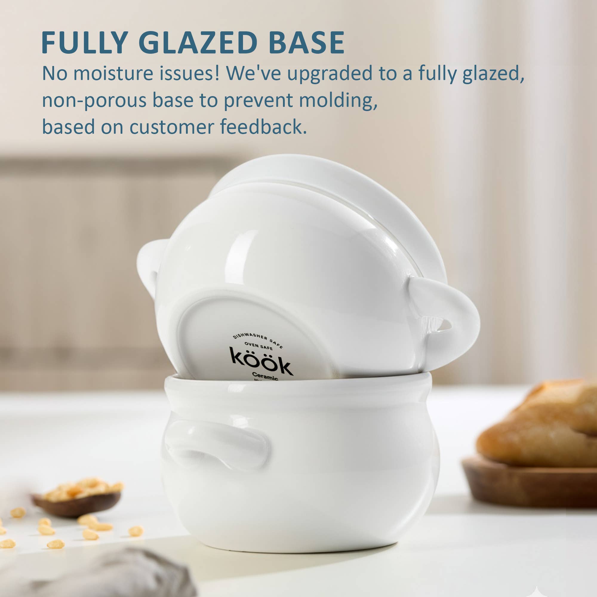 Kook - Wholesale Serve Bowl - Kook Puebla Ceramic French Onion Soup Crocks, Set of 4,18 oz5