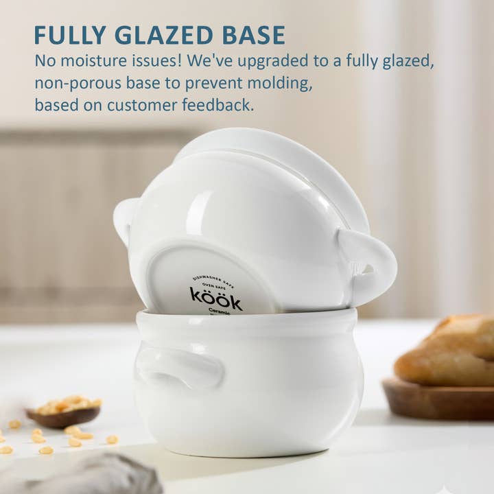 Kook - Wholesale Serve Bowl - Kook Puebla Ceramic French Onion Soup Crocks, Set of 4,18 oz5