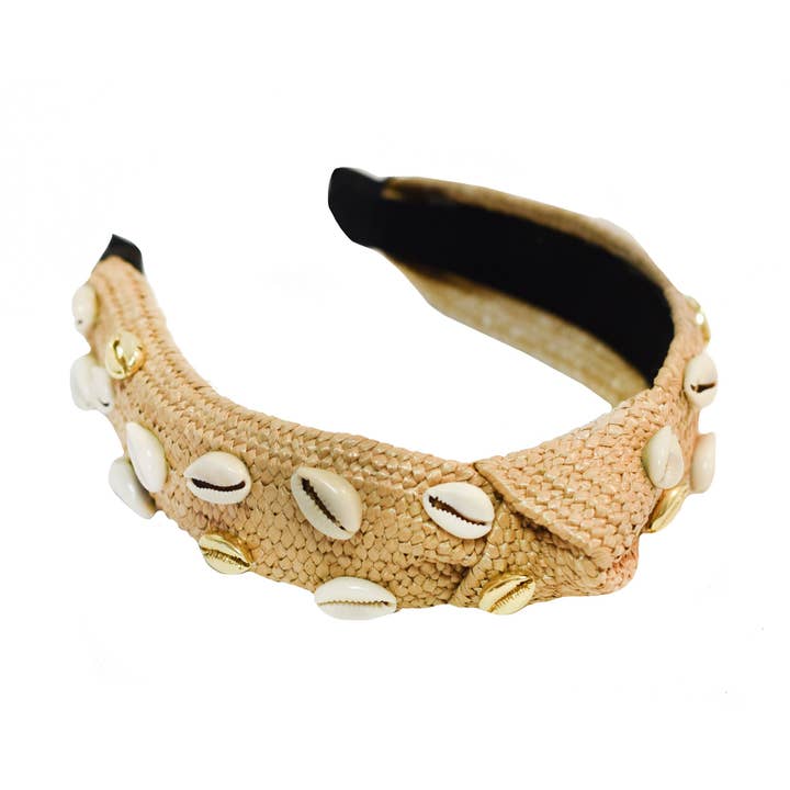Shell Confetti Headband in Tan for wholesale by Adriana Pappas Designs