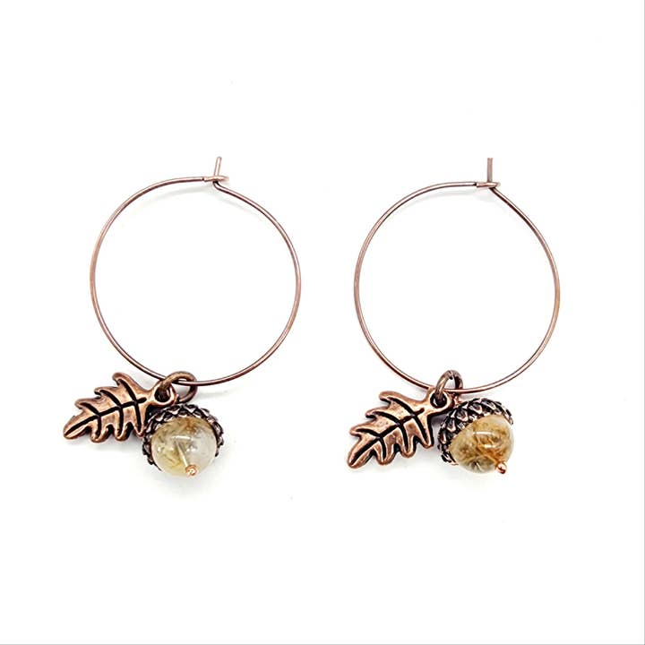 MergingMetals - Wholesale Dangle Earrings - Acorn Earrings-Citrine