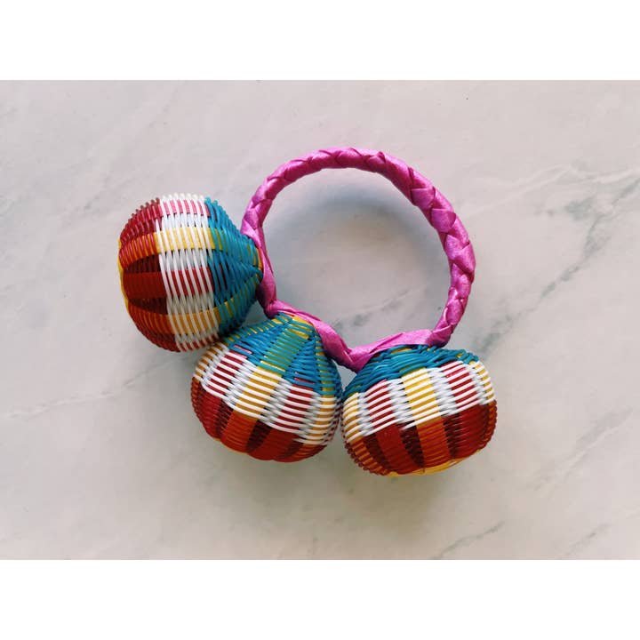 Pura Vida – Großhandel Handrassel – Baby – Mexikanische Baby-Rassel mit 3 Rasseln3