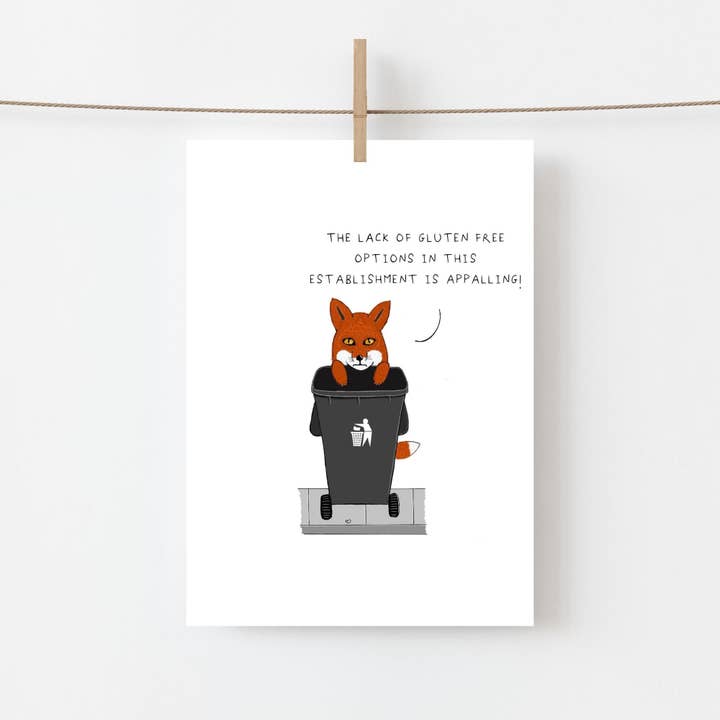 Biglietto di Auguri Volpe Senza Glutine per la vendita all'ingrosso da parte di AJS STUDIOS