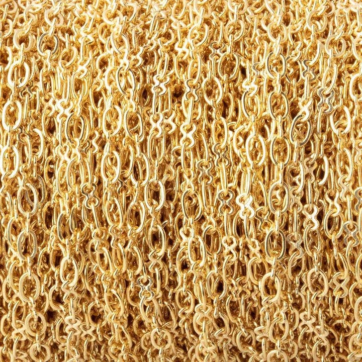 Beads of Cambay - Wholesale Link & Chain Necklace - 3 Feet - 3mm 22kt Gold plated Oval and Bowtie Link Chain