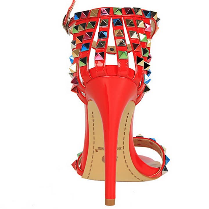 ACCITY - Wholesale High Heels - Women's - WOMEN STILETTO OPEN TOE STUDDED HIGH HEELS_CWSHH00569