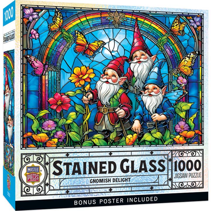 Stained Glass - Gnomish Delight 1000 Piece Jigsaw Puzzle for wholesale by Masterpieces Puzzles
