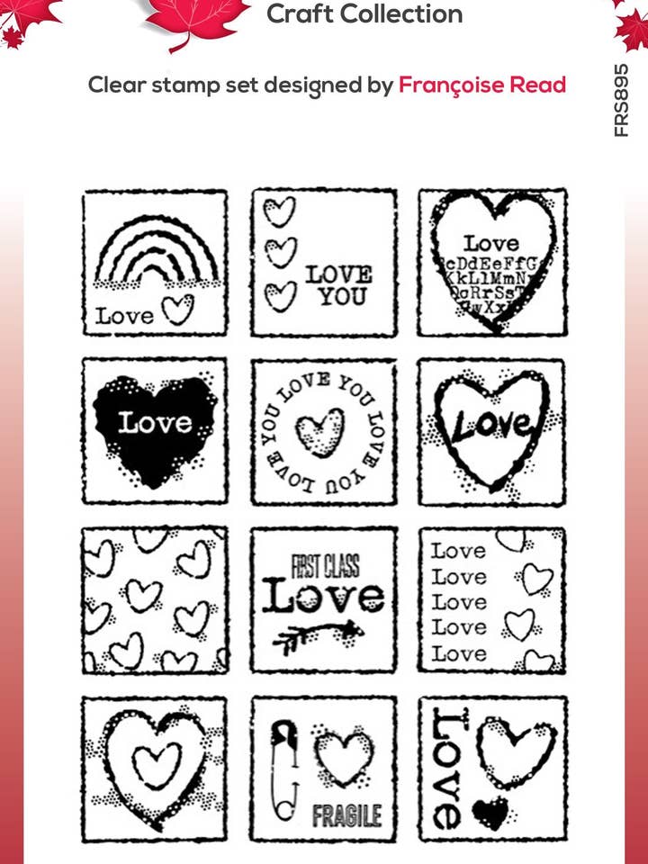 Woodware Clear Singles Love Squares 4 i x 6 i frimærke for engroshandel hos Ecstasy Crafts Distributing