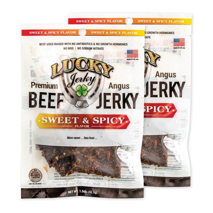 1.5oz Sweet & Spicy Slab Jerky for wholesale by Nebraska Star Beef/Lucky Beef Jerky