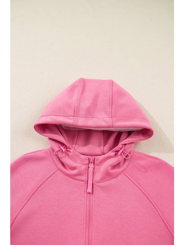 Pink Solid Zip Up Hoodie and Pants Set for wholesale on Faire2