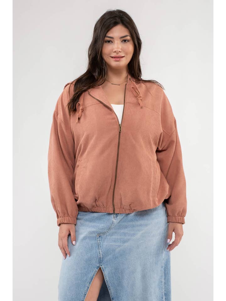 Blu Pepper - Wholesale Jacket - Women's - PLUS CORDUROY ZIP UP JACKET10