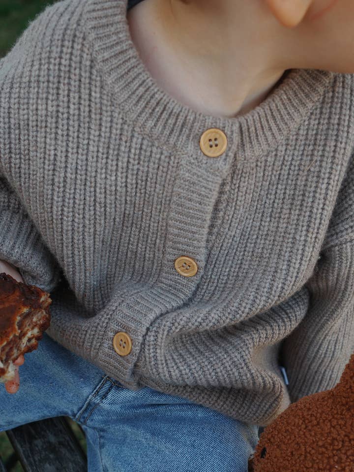 Knitted Wool Baby Jacket - Merino Wool - Cobble for wholesale by Lille Barn