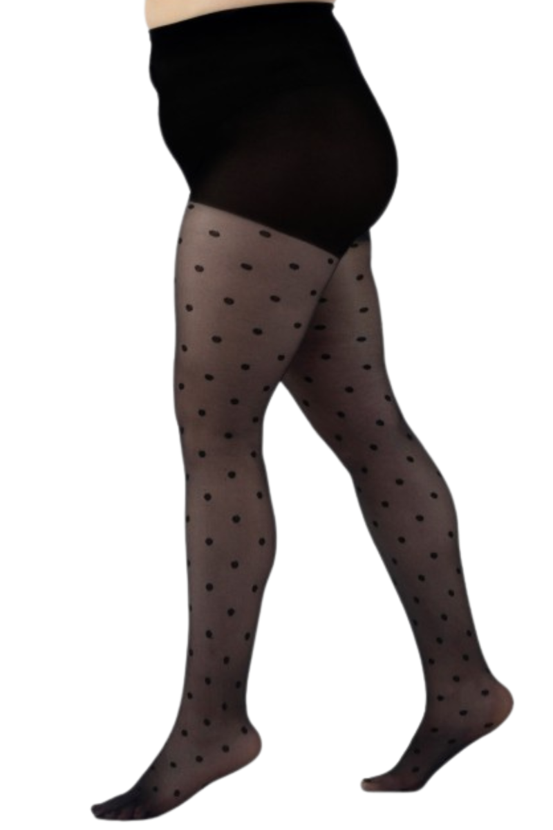 Sokisahtel I BestSockDrawer - Venta al por mayor Medias - Mujer - Medias con lunares negros de talla grande, diseño moderno de DOTS y comodidad1